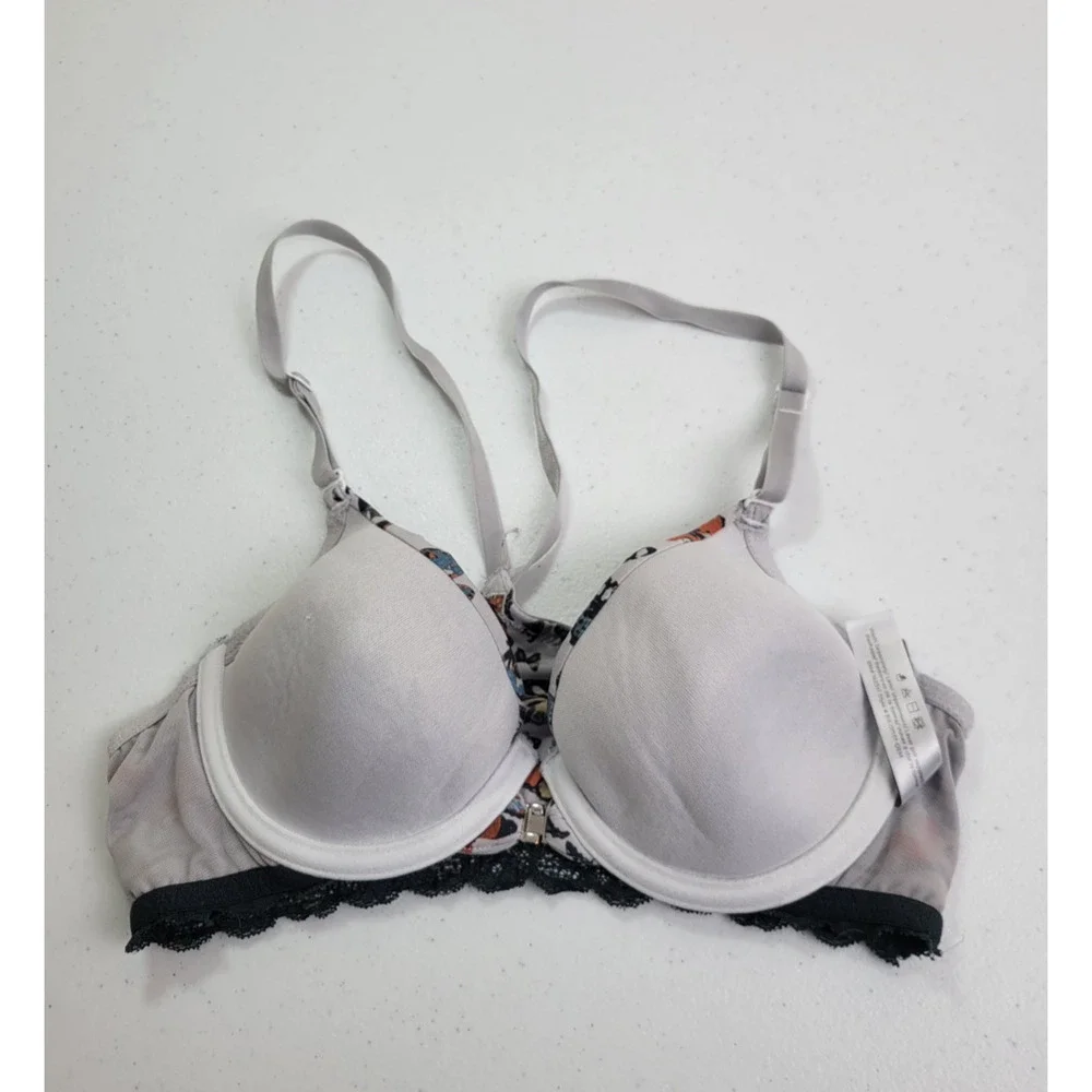 Adore Me Racerback Underwire Bra‎ Multicolor Butterflies Front Closure Size 32C